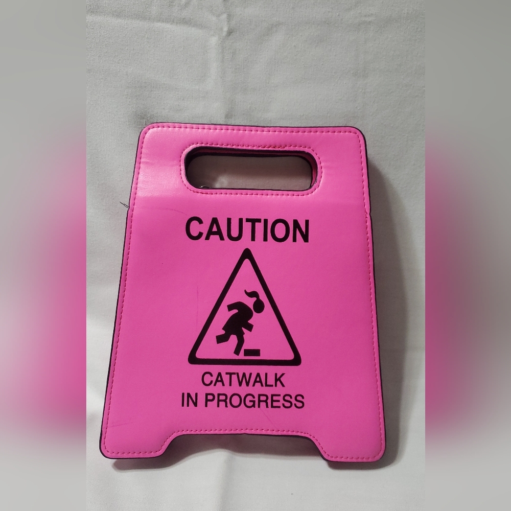 caution cat walk sign purse crossbody